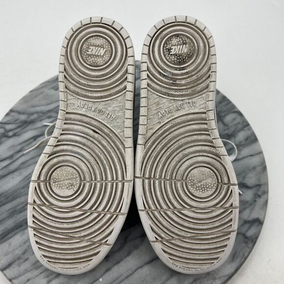 Nike Court Borough Shoes Youth Big Kid 4Y Triple White Leather Low Top Lace - Picture 7 of 11